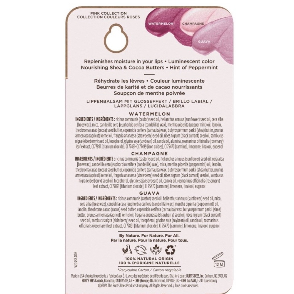 Burt's Bees Lip Shimmer Trio | Clean Ingredients Give You a Fresh Look - Picture 9 of 11